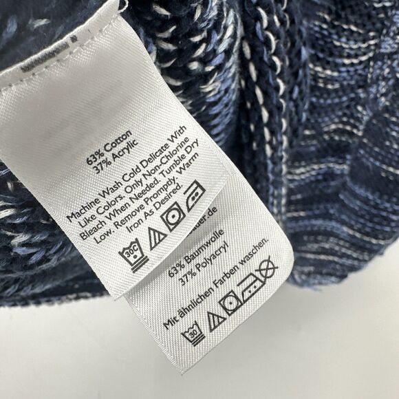 Eddie Bauer Hoodie Womens XL Blue Marled Open Knit Pullover Long Sleeve Boho - Picture 5 of 8